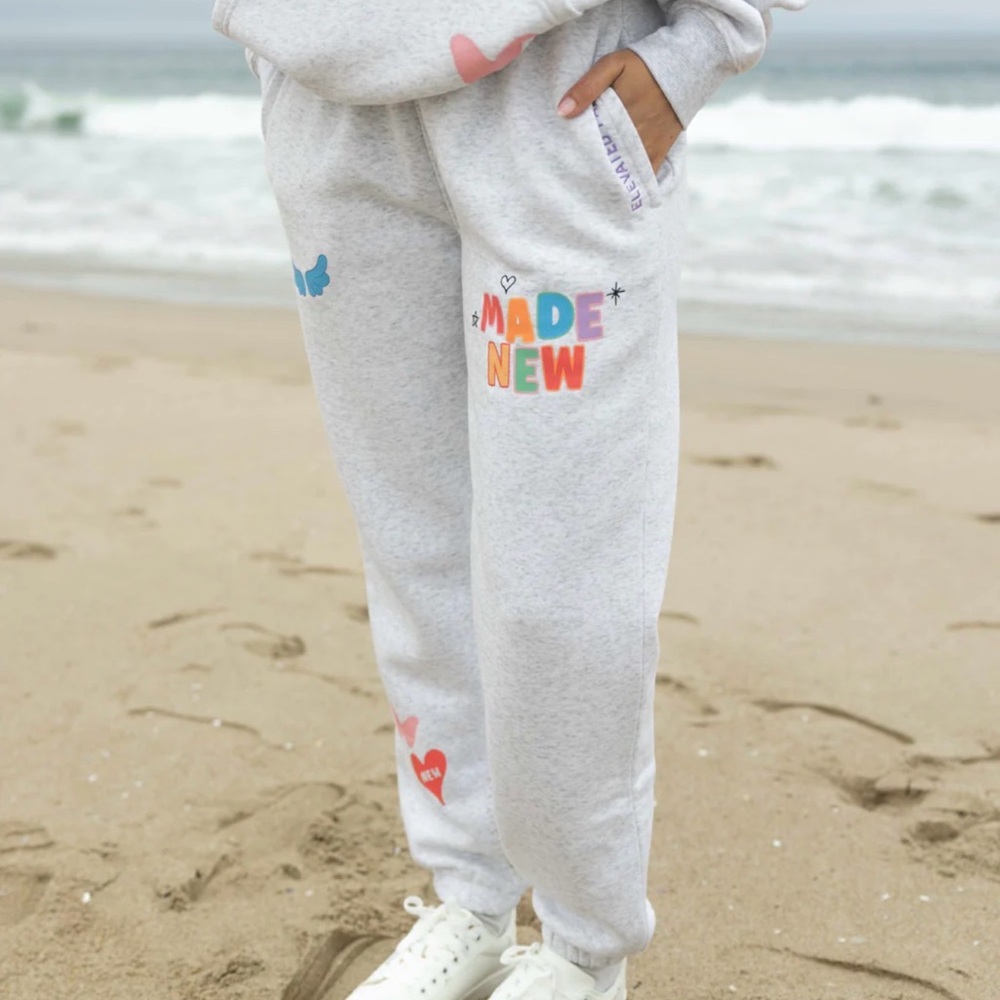 Made New Women's Light Gray Joggers with Colorful Accents